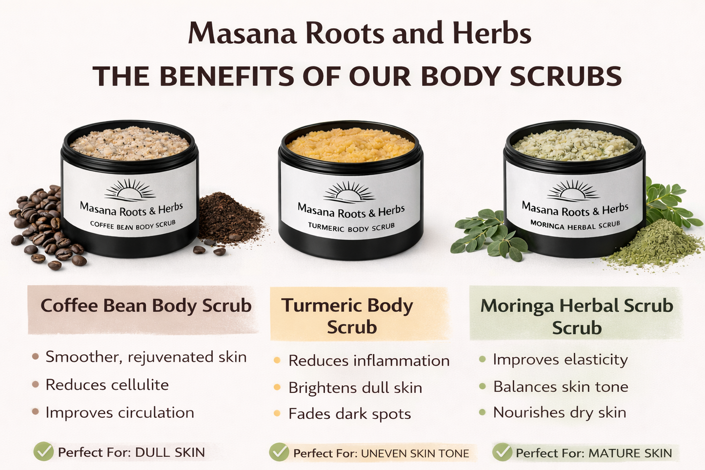 Natural Body Scrub for Glowing Skin | Coffee, Turmeric & Moringa Exfoliating Scrub South Africa