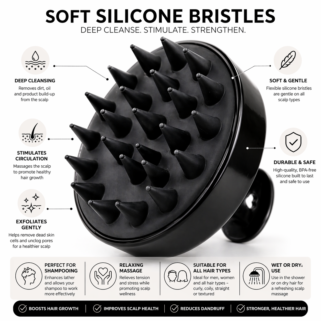 Scalp Massager Shampoo Brush - Silicone Hair & Scalp Scrubber (2 Pack)