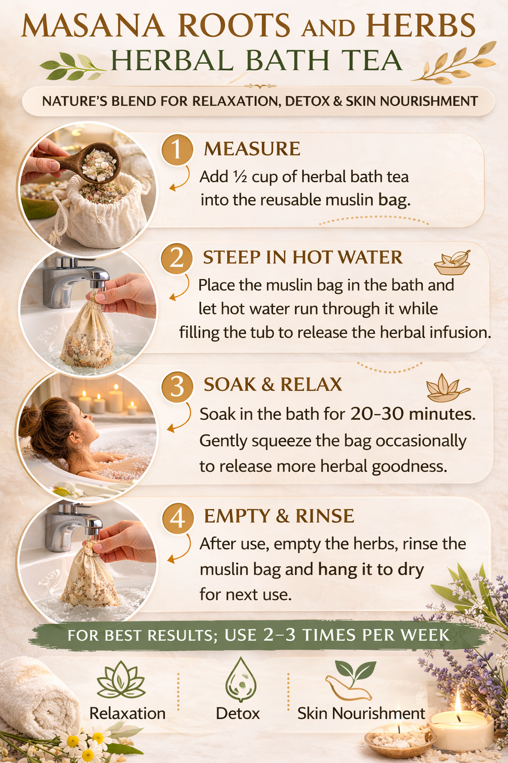 Herbal Bath Tea for Relaxation & Detox 755g | Natural Bath Soak South Africa | Masana Roots & Herbs