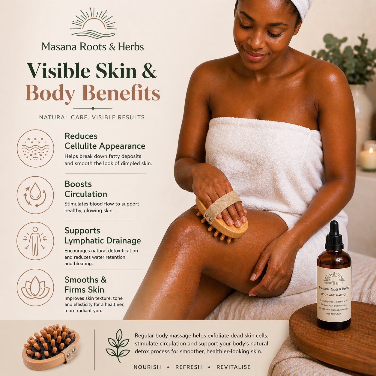 Body Massage Brush - Lymphatic Drainage Tool & Anti-cellulite