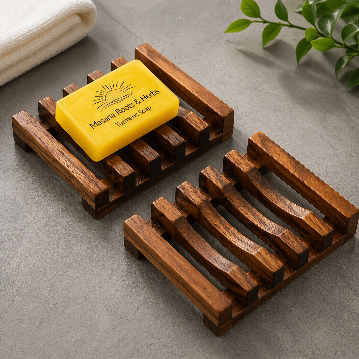 2-Pack Wooden Soap Dish - Self Draining - Soap Holder